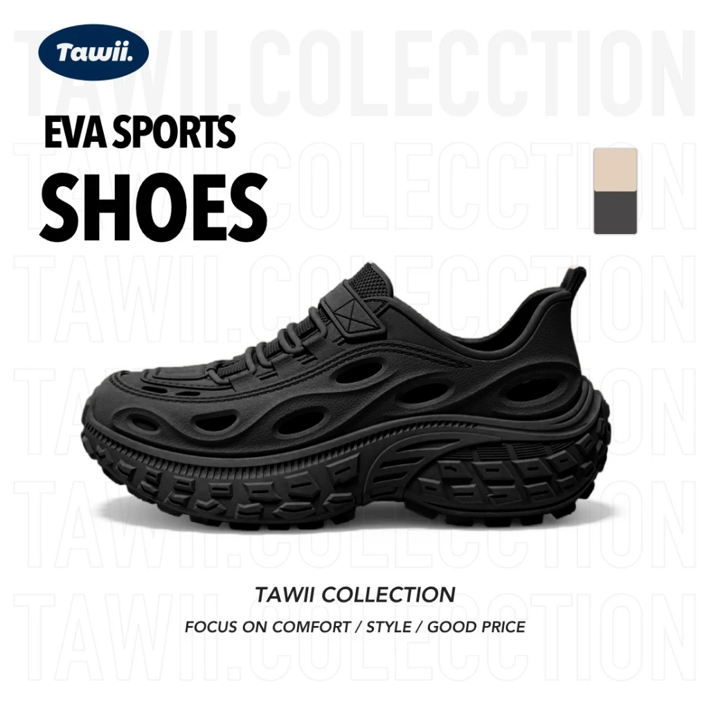 Tawii. รองเท้าแตะ ผู้ชายและผู้หญิง รองเท้ายาง กันลื่น กันน้ำ เบา ไซซ์ 35-45 สีดำ ฮิตสุด รองเท้า