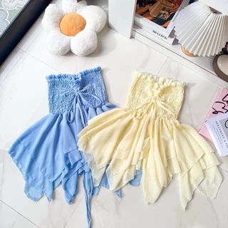เสื้อเกาะอกรูดหน้าชีฟอง ( อก32-48 ) 🎀 ทรงแมงกระพรุน