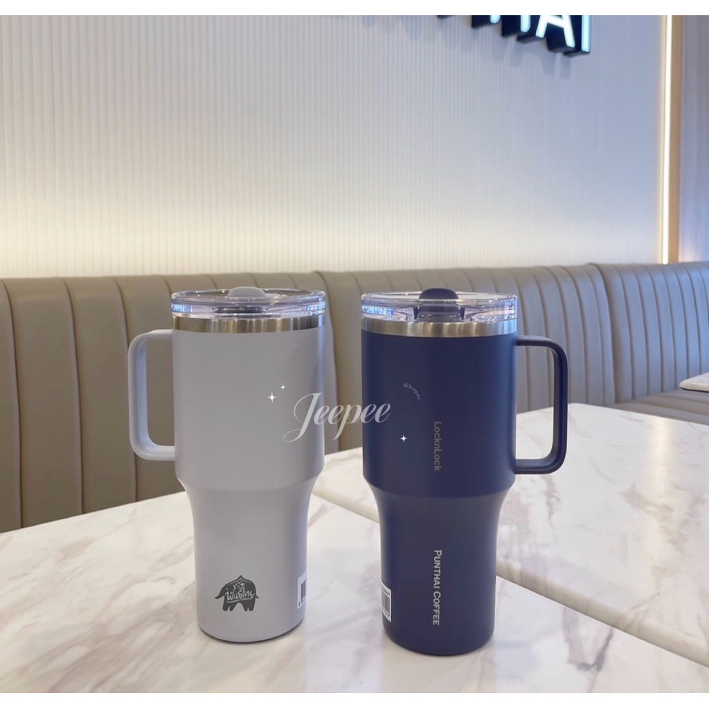 📌พร้อมส่ง📌แก้วกาแฟพันธุ์ไทย× LocknLock แก้วสแตนเลสเก็บความเย็น ขนาด 820 ML มีให้เลือก 2สี แท้ 100%