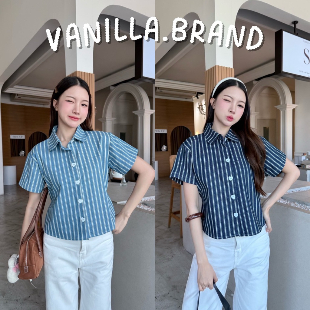 เสื้อเชิ้ตคอปก แขนตรง ผ้ายีนส์ -kn / VB0560
