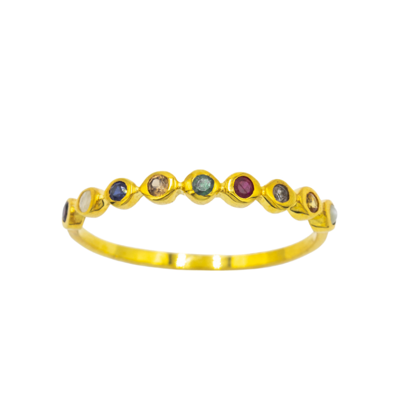 Happy Jewelry แหวนนพเก้าแท้ ตามตำรา ฝังหุ้ม ใส่เสริมดวงชะตา แหวนเพชร แหวนทอง ทองแท้ 37.5% PL151