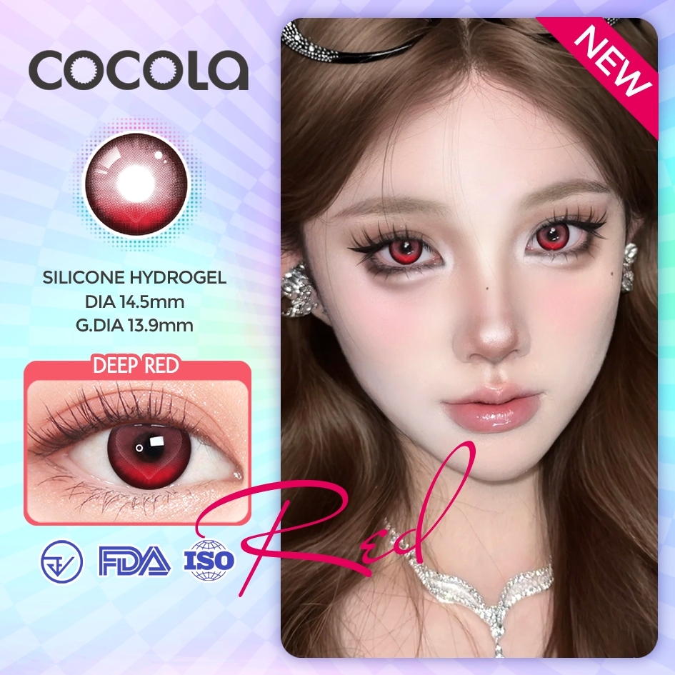 【ฮิตสุด!】Red คอนแทคเลนส์ สไตล์เกาหลี ใส่ปาร์ตี้/ออกงาน ค่าสายตา 0-450 (6 เดือน) ส่งไว 48 ชม,HJ70-6