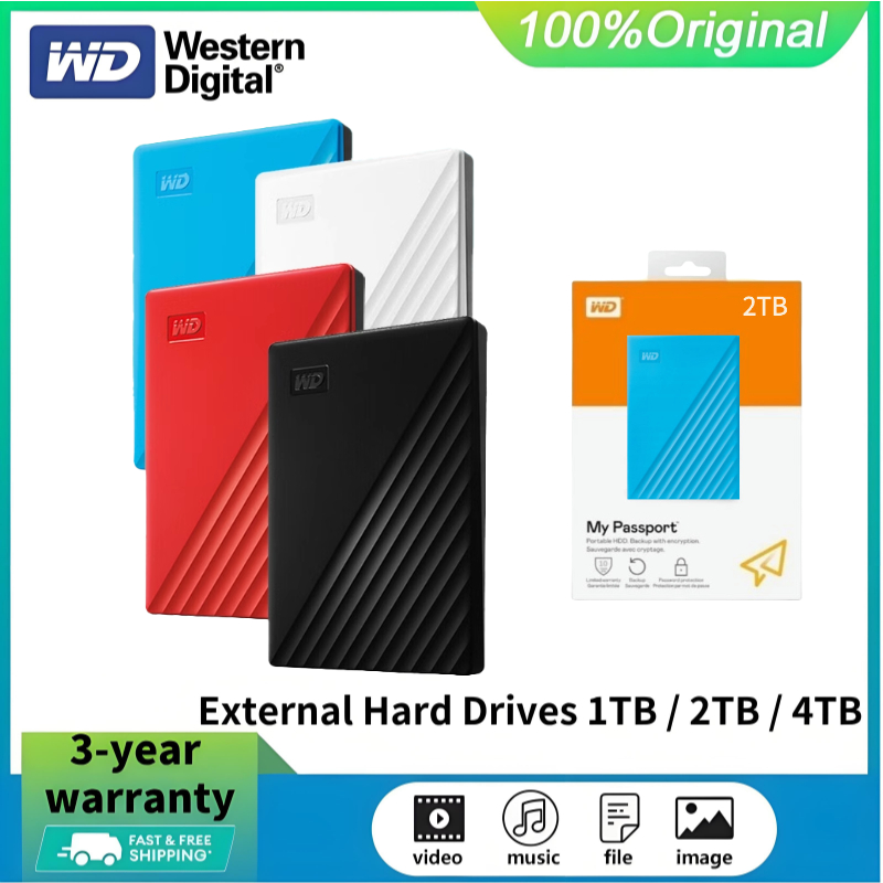 1TB 2TB 4TB HDD 2.5'' External Hard Disk Western digital My Passport  USB 3.2 Portable  Hard drive