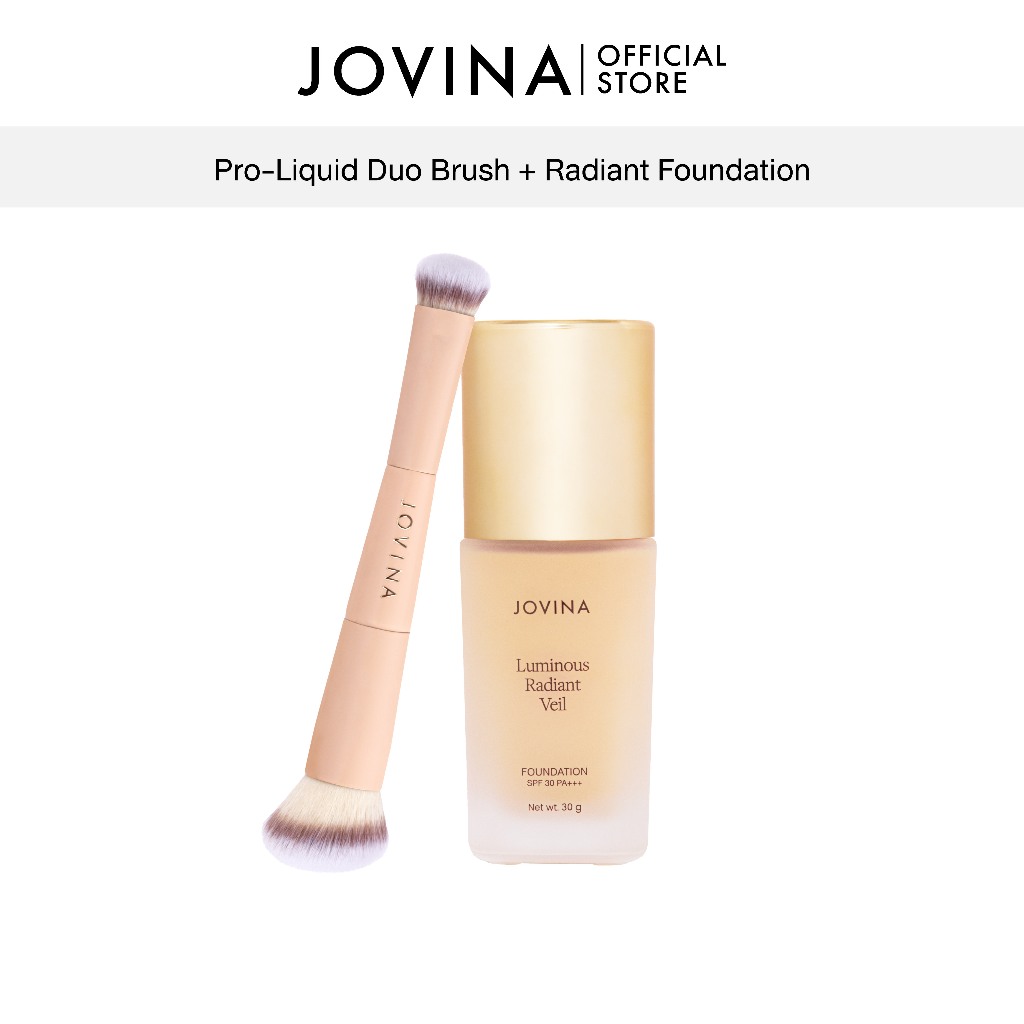 Jovina - Luminous Foundation 30g + Pro-Liquid Duo Brush รองพื้นลูมินอส แปรงรองพื้น