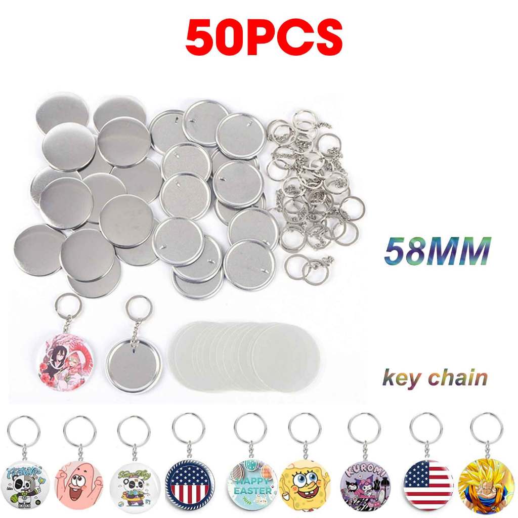 ถูกที่สุด 30PCS Blank Plastic/Metal Button Making Supplies 58mm Button Parts DIY Key Accessories For Friends Family