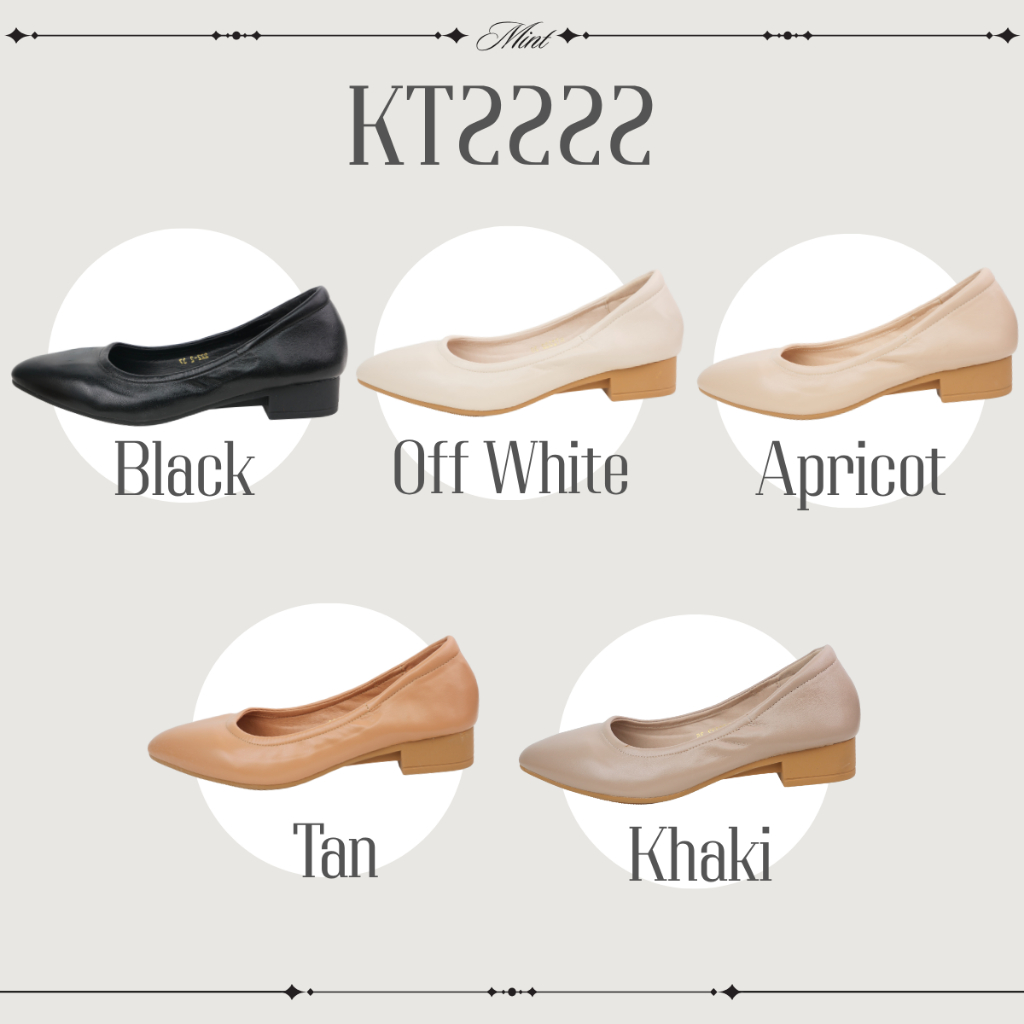 สินค้าพร้อมส่ง KT2222 หนังพียู หนังนิ่ม ส้นก้อน 1นิ้ว ไซส์ 35 - 42