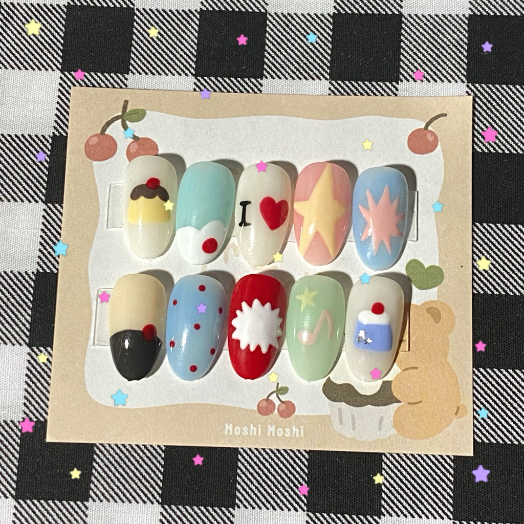 เล็บปลอม - spnail ไซรัป pudding bom! 🍮🩵