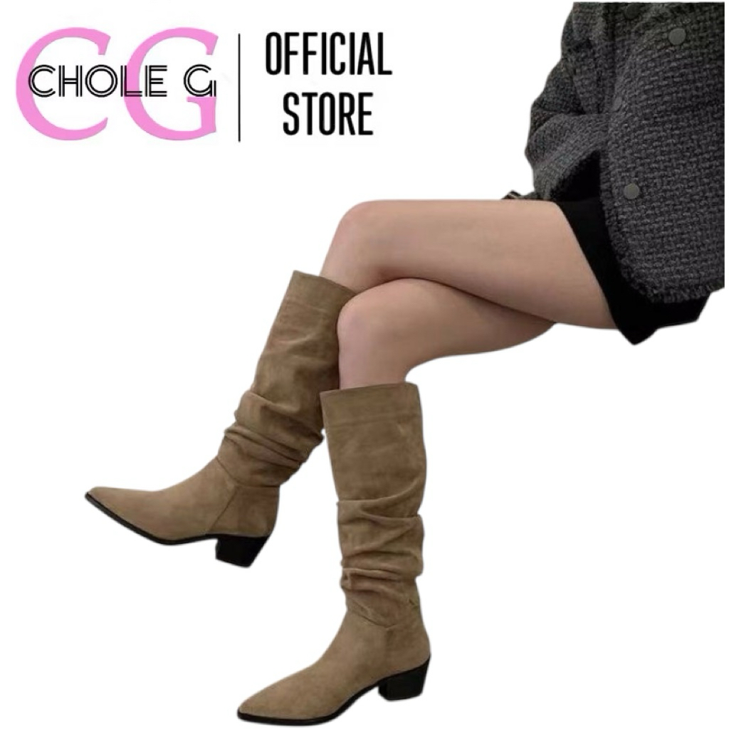 Chole G: Be Girl B Korea Boots ไซส์37-43รองเท้าบูทยาว หัวแหลม กำมะหยี่ส้นสูง 6.5cm(SH0216) - รูปที่ 3