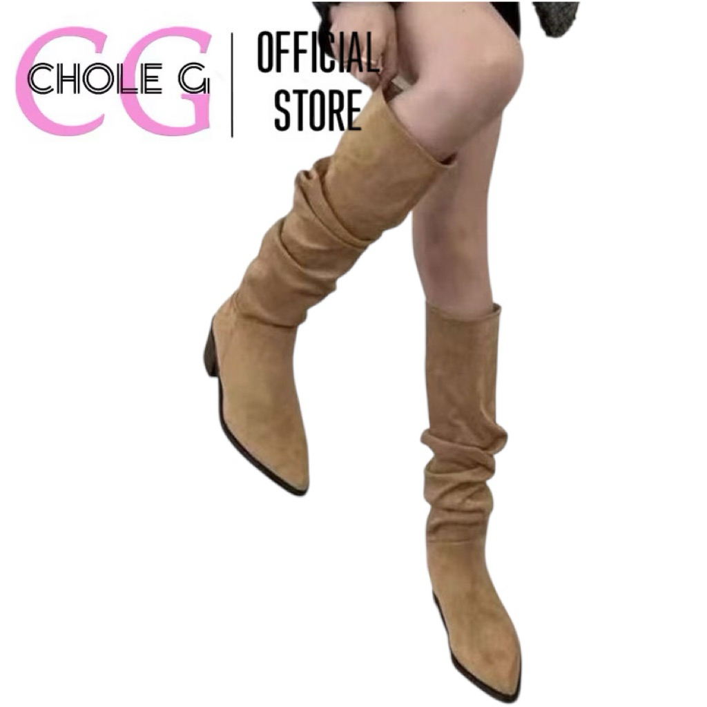 Chole G: Be Girl B Korea Boots ไซส์37-43รองเท้าบูทยาว หัวแหลม กำมะหยี่ส้นสูง 6.5cm(SH0216) - รูปที่ 4