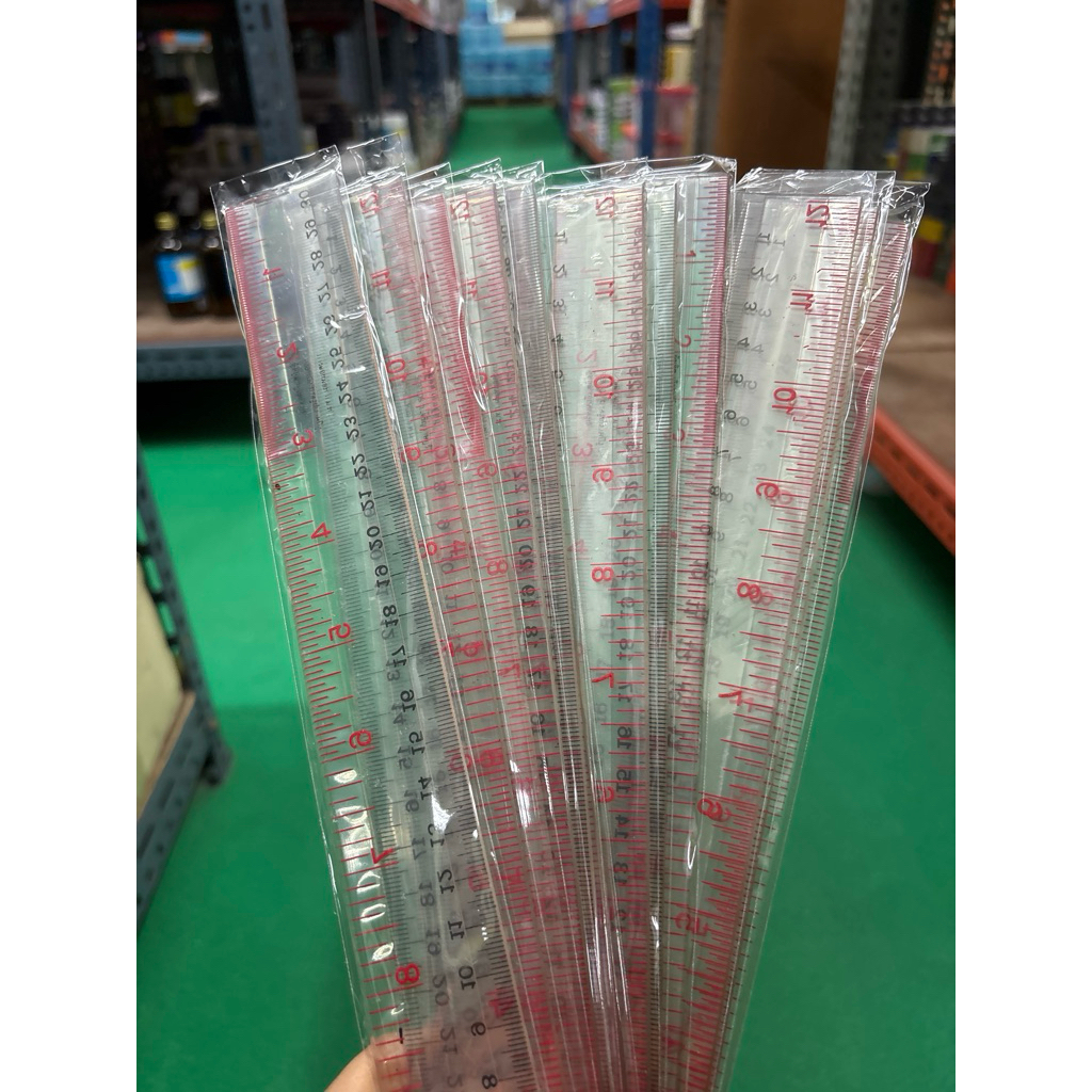 แฮปปี้บาท ไม้บรรทัดพลาสติก หนาใส ขนาด 12 นิ้ว