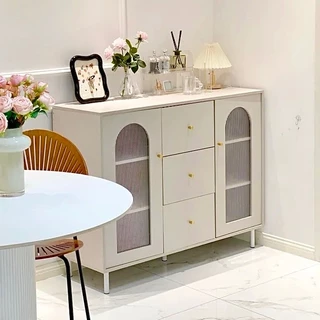 ตู้เก็บของอเนกประสงค์ Kitchen Cabinet ตู้ครัวมีลิ้นชักประตูกระจกอะคริลิค ดีไซน์สวยมินิมอล แข็งแรง