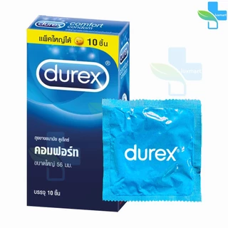 Durex Comfort ถุงยางอนามัย ดูเร็กซ์ คอมฟอร์ท ขนาดใหญ่พิเศษ 56 มม. บรรจุ 10 ชิ้น [1 กล่อง] JJ 6304 ถุงยาง condom ผิวเรียบ