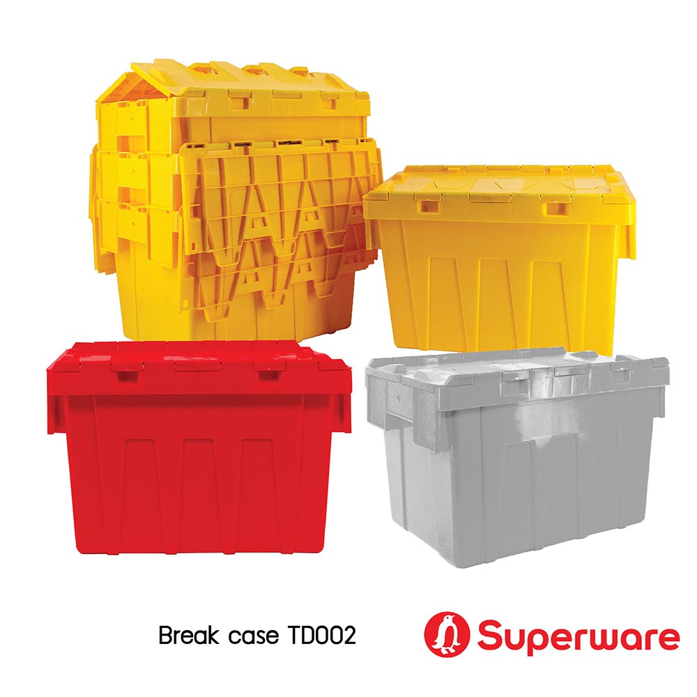 Srithai Superware ลัง พลาสติก สำหรับ อุตสาหกรรม เก็บอะไหล่ ส่งสินค้า ปิคนิค กล่องพลาสติก มีฝาปิด  ฝาพับซิกแซก รุ่น Break