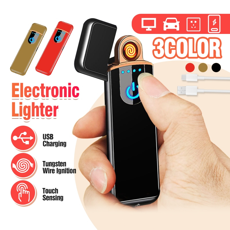 ไฟแช็คไฟฟ้า ไฟแช็ค ไฟฟ้า USB ไฟแช็กพลาสม่า ไฟฉายแรงสูงในตัว ตรวจจับการสัมผัส ขนาดเล็กและสะดวกในการพกพา