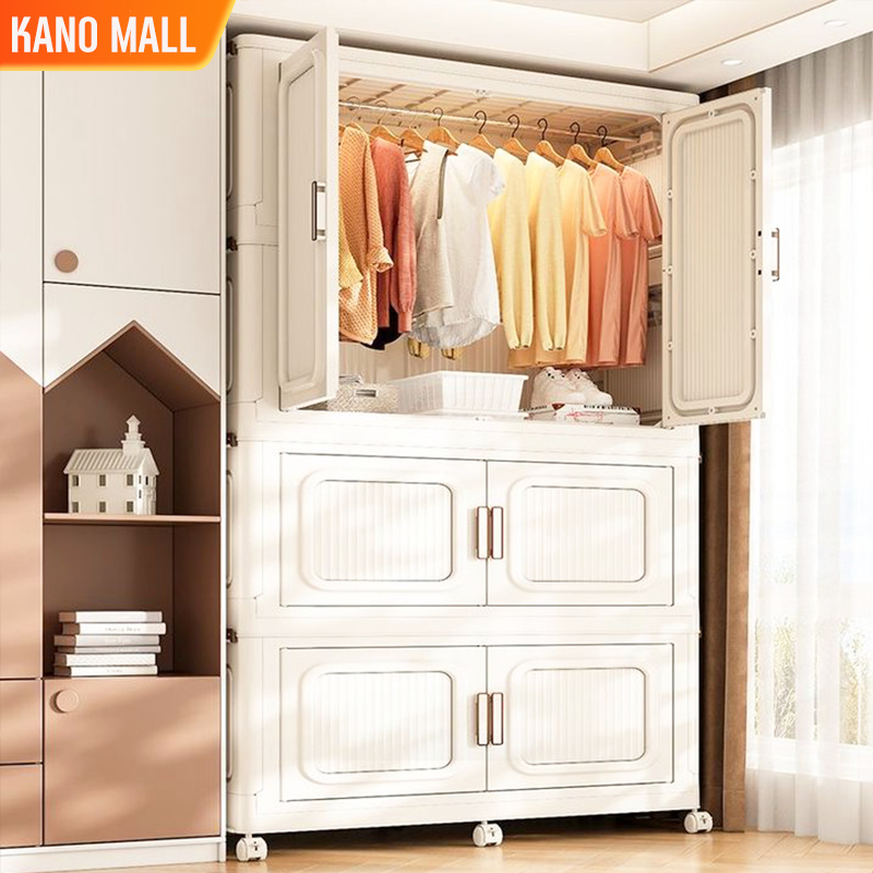 KANO ตู้เสื้อผ้าพับ สวย ตู้เก็บของ ทนทาน กันฝุ่นและกันน้ำ ความจุสูง พื้นที่จัดเก็บ COD