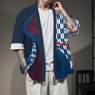 [สไตล์ญี่ปุ่น] เสื้อคลุมผู้ชาย เสื้อคลุมแฟชั่น Yukata เนื้อผ้าเบาบาง สวมใส่สบาย คาร์ดิแกน
