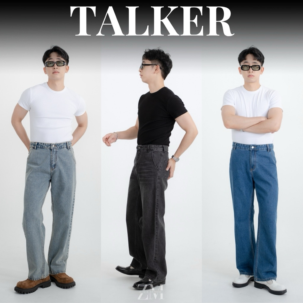 3สี ZAMIO TALKER JEANS Ver.2 กางเกงยีนส์เอวสูงทรงกระบอกใหญ่ เหมาะกับคนสูง175+
