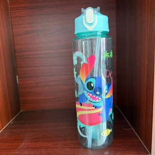 Stitch ขวดน้ําพลาสติก ความจุ700ml แบบพกพา ขวดน้ำพลาสติกลายน่ารัก พร้อมหลอด กันรั่ว ขวดน้ำสำหรับเด็ก