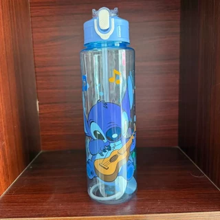 Stitch ขวดน้ําพลาสติก ความจุ700ml แบบพกพา ขวดน้ำพลาสติกลายน่ารัก พร้อมหลอด กันรั่ว ขวดน้ำสำหรับเด็ก