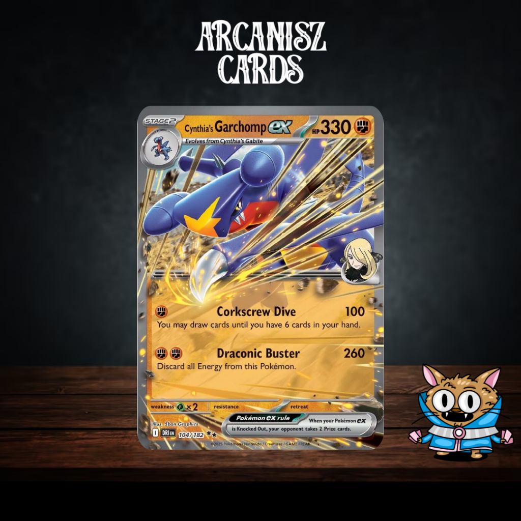 Cynthia's Garchomp ex Pokemon Destined Rivals 104/182 การ์ดโปเกม่อนภาษาอังกฤษ