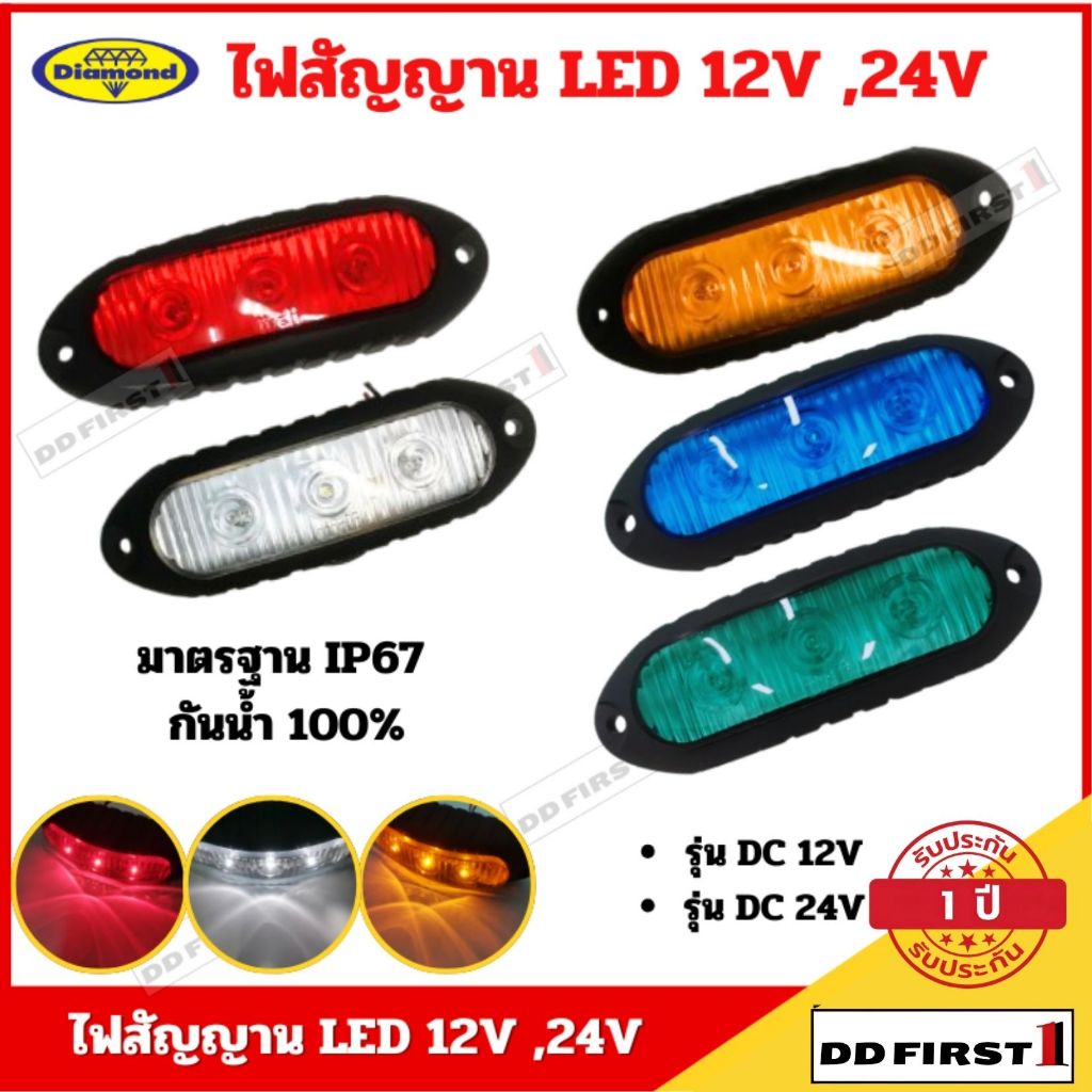 ไฟสัญญาณ LED ไฟสัญญาณสีแดง, สีเหลือง , สีขาว ไฟติดรถยนต์ รถบรรทุก 12V , 24V ปลายสายเปลือย
