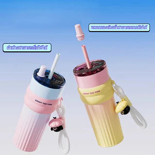 【ONDA】（COD）แก้วกาแฟสแตนเลสซับเซรามิกพร้อมฝาปิดขวดสูญญากาศสามารถเก็บความร้อนและความเย็น 700ml