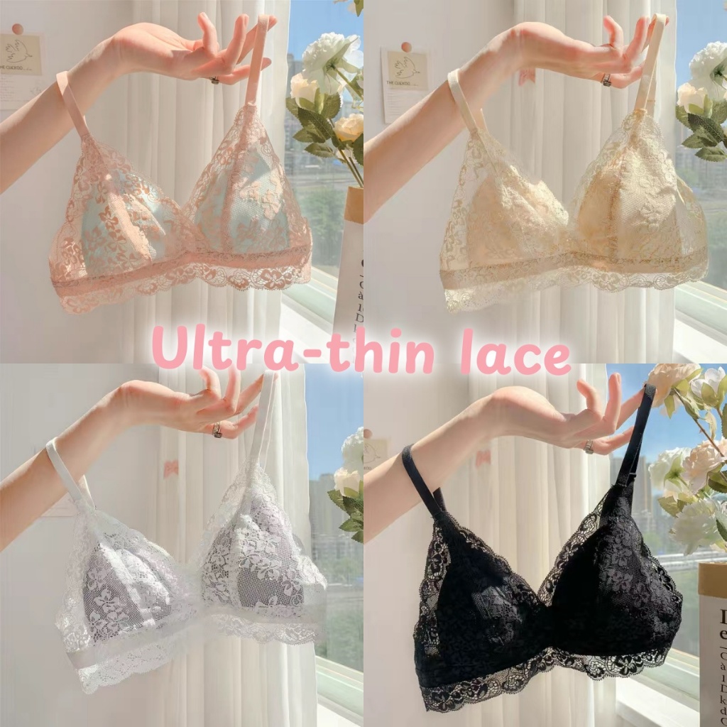 🌸Ultra-thin lace🌸หญิงชุดชั้นในลูกไม้ชุดชั้นในบางสามเหลี่ยมถ้วยเซ็กซี่ไร้สาย Bra ny072