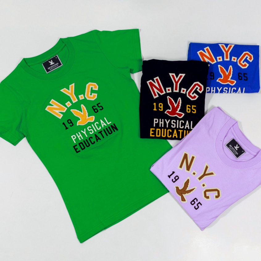 GM DESIGNS  เสื้อยืดคอกลมหญิง(เข้ารูป) งานปัก เสื้อยืดผ้าคอตตอน GM-3012/3