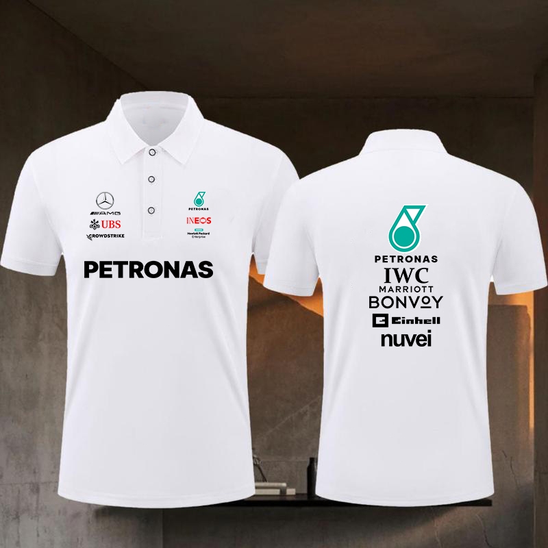 เสื้อโปโล Mercedes-Benz Team Hamilton George F1 Racing สำหรับผู้ชายและผู้หญิง Polo shirts are breath