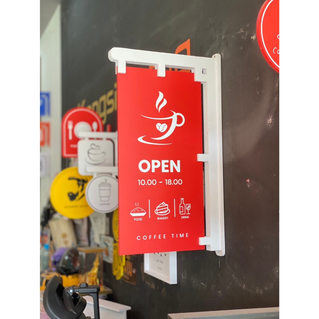 ป้ายโลโก้ร้าน ป้ายธงญี่ปุ่น หน้าหลัง ร้านคาเฟ่สุดเก๋ ป้ายร้านอาหาร  ป้ายร้านค้า ป้ายแต่งร้าน แบบ 2 หน้า สุดชิค! 38x65cm - รูปที่ 4