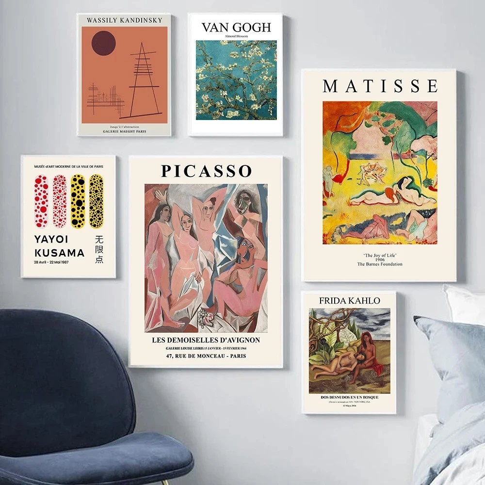 (พร้อมส่งจากไทย ภาพรวมกรอบ)ภาพวาด งานศิลปิน Henri Matisse Van Gogh Picasso นิทรรศการ Nordic