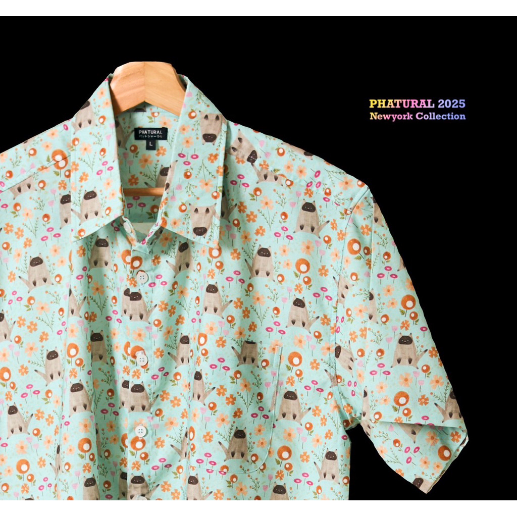 NYC เสื้อแขนสั้นผ้าคอตตอน ลาย Lazy Kittens