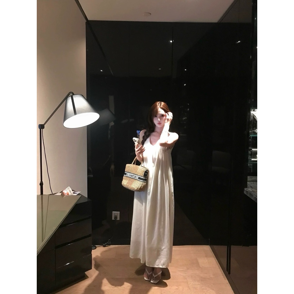 6274# เดรสคอวีแขนกุดตัวยาว กระเป๋าข้าง ผ้าพริ้วสวย งานมีซับในอย่างดี TAG WG.WE 🇰🇷🇰🇷 - รูปที่ 5