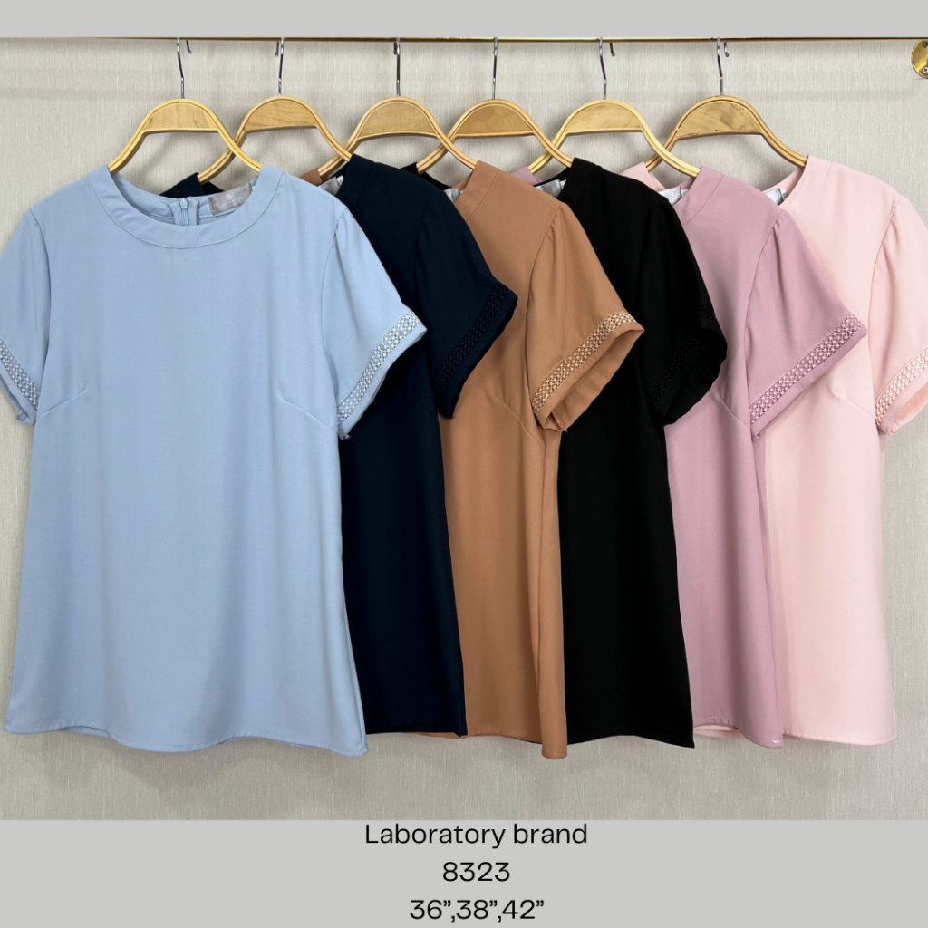 *Laboratory* เสื้อทำงานสีพื้น แต่งดีเทลแขน 8323 มีไซส์ 36,38,42