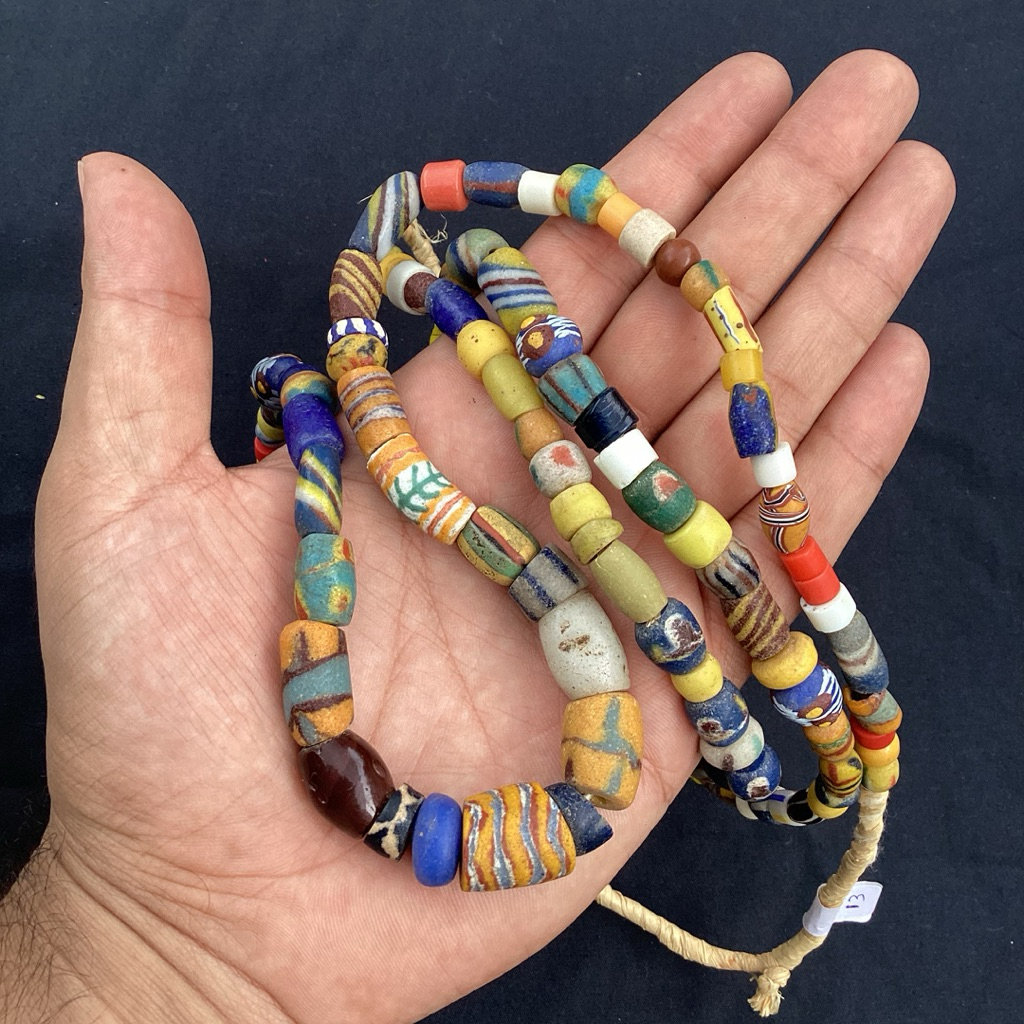 Vintage African Sandcast Glass Trade Beads 4–10mm | Handmade Recycled Beads | ลูกปัดการค้าแก้วแอฟริกา 4–10 มม.