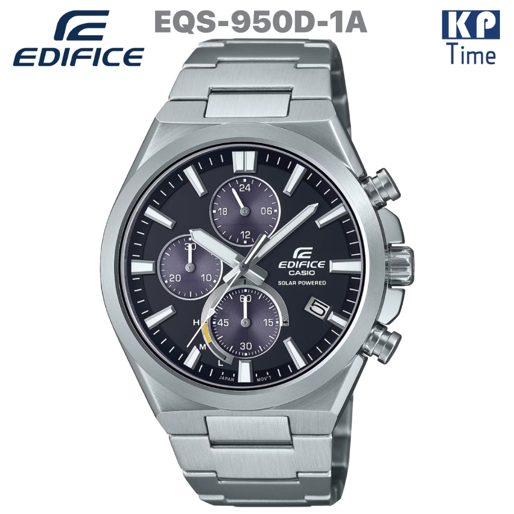 Casio Edifice Solar นาฬิกาข้อมือผู้ชาย โครโนกราฟ พลังงานแสงอาทิตย์ รุ่น EQS-950D ของแท้ประกันศูนย์ C