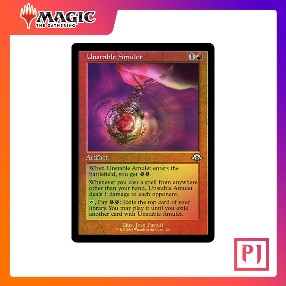 [MTG] Unstable Amulet (Retro Frame) [MH3] [RED] [UNCOM] [FOIL] [ENG] (การ์ดเมจิค / Magic the Gatheri