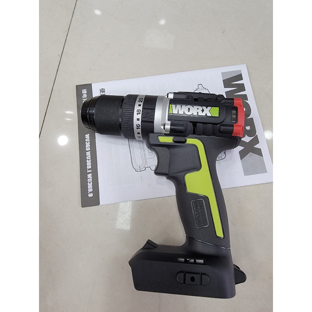 🔧Worx WU369 สว่านกระแทกไร้สาย 20V | มอเตอร์ไร้แปรง | เจาะ+กระแทก+ขันน็อต | ตัวเครื่องเปล่า