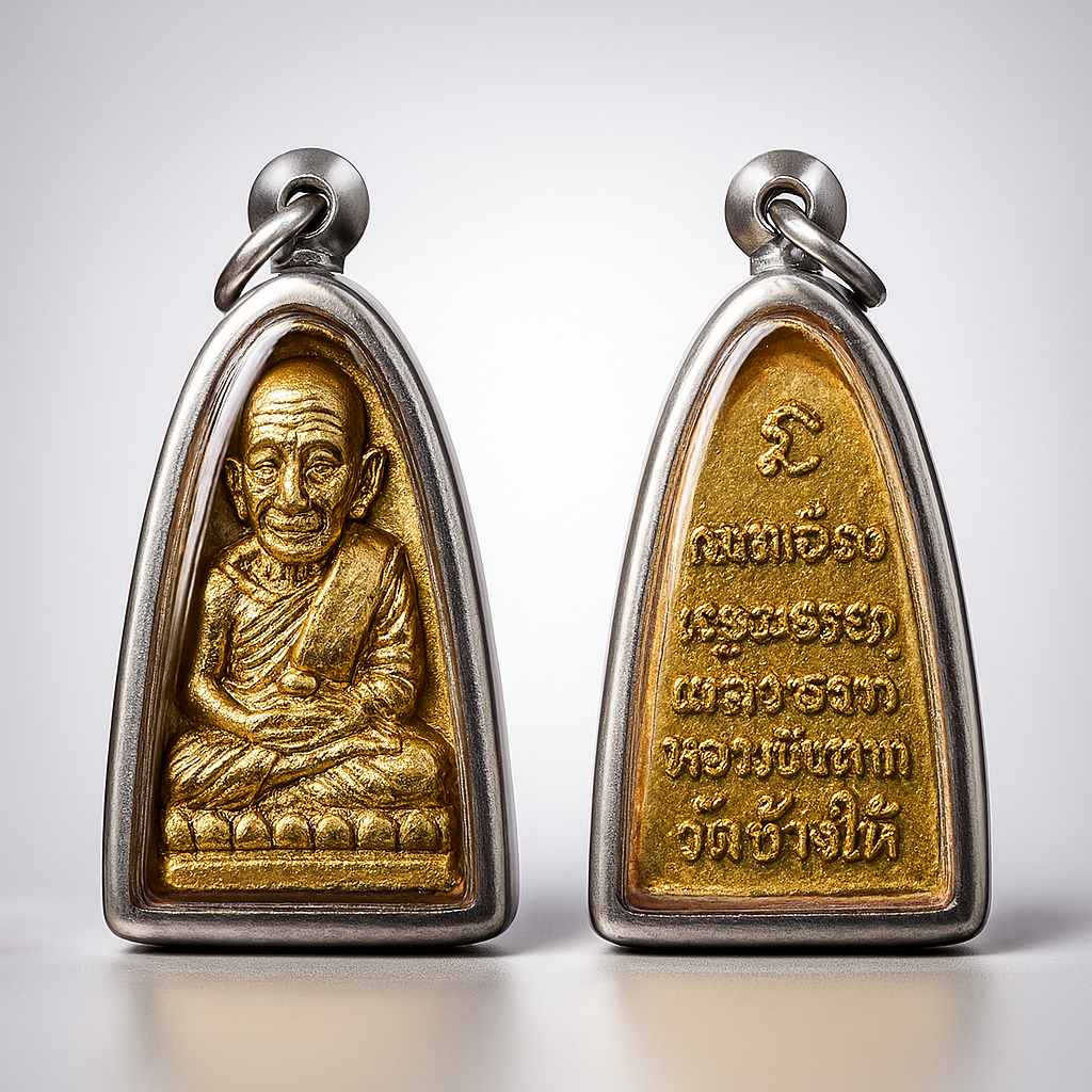 วัตถุมงคล พระ หลวงปู่ทวดเหยียบน้ำทะเลจืด เนื้อทองเหลืองพิมพ์เตารีด วัดช้างให้ กรอบสแตนเลส ไม่ลอกไ่ม่ดำ มีราคาส่งจำหน่าย