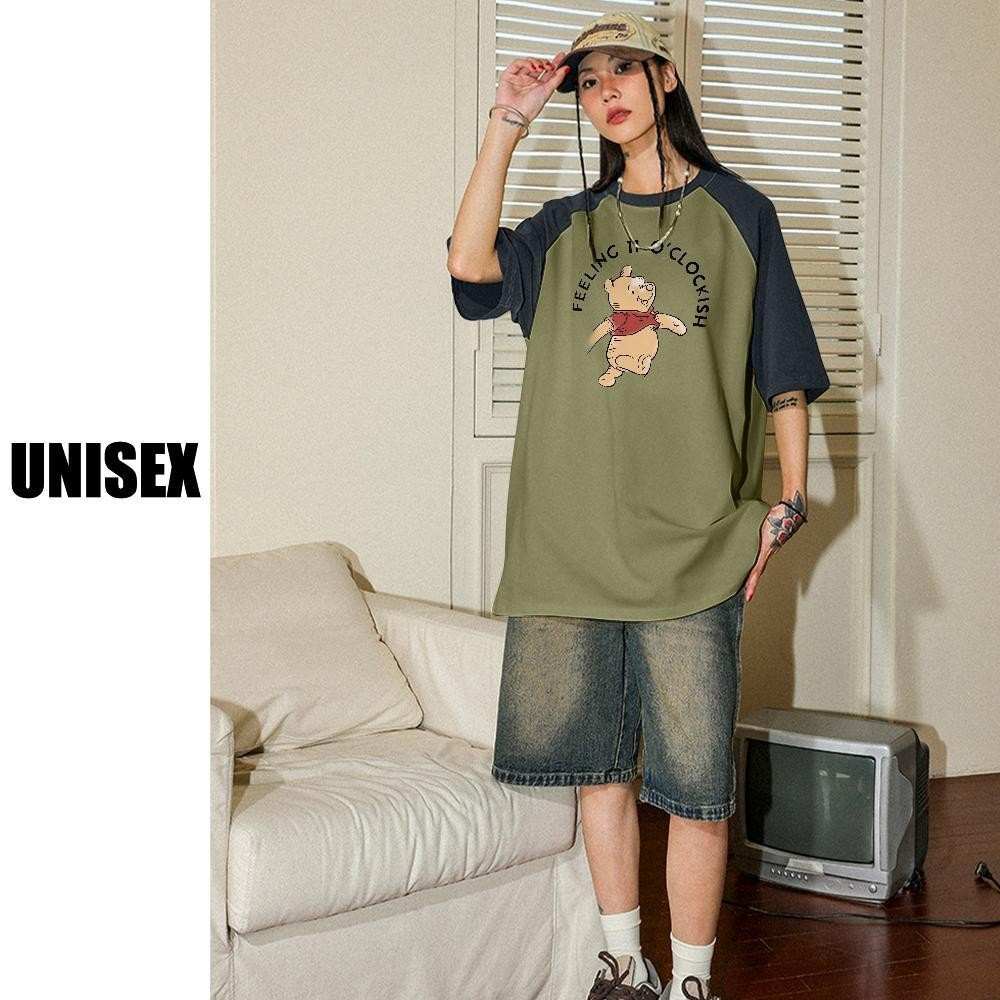 aifashion เสื้อยืดวินเทจ เสื้อทูโทน เสื้อคู่  oversize UNISEX ผ้านิ่ม ผ้าฝ้ายแท้ (COD) QQ8125