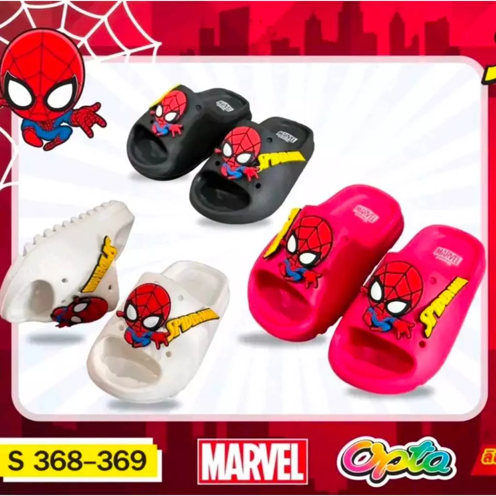 NFshoes รองเท้าแตะ OPTA GTR-S 368-369 Spider Man สำหรับเด็ก น่ารัก น้ำหนักเบา ใส่สบายลิขสิทธิ์แท้