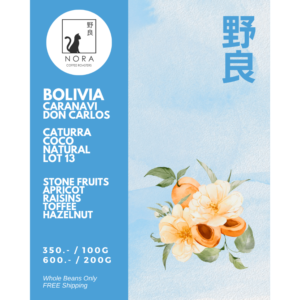 Bolivia Caranavi Don Carlos Coco Natural Caturra เมล็ดกาแฟคั่วสเปเชียลตี้ (Omni-Roast)