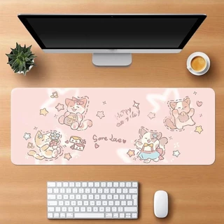[พร้อมส่ง] แผ่นรองเมาส์ลายการ์ตูน งานเย็บขอบ ขนาด 80x30 ซม. (หนา 2 มม.) Biangels