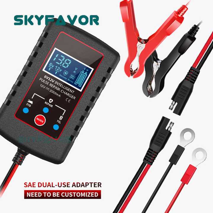 เครื่องชาร์จแบตเตอรี่รถยนต์ 6V12V-Clip 12V เครื่องชาร์จแบตเตอรี่รถยนต์และรถจักรยานยนต์แบบอัจฉริยะ