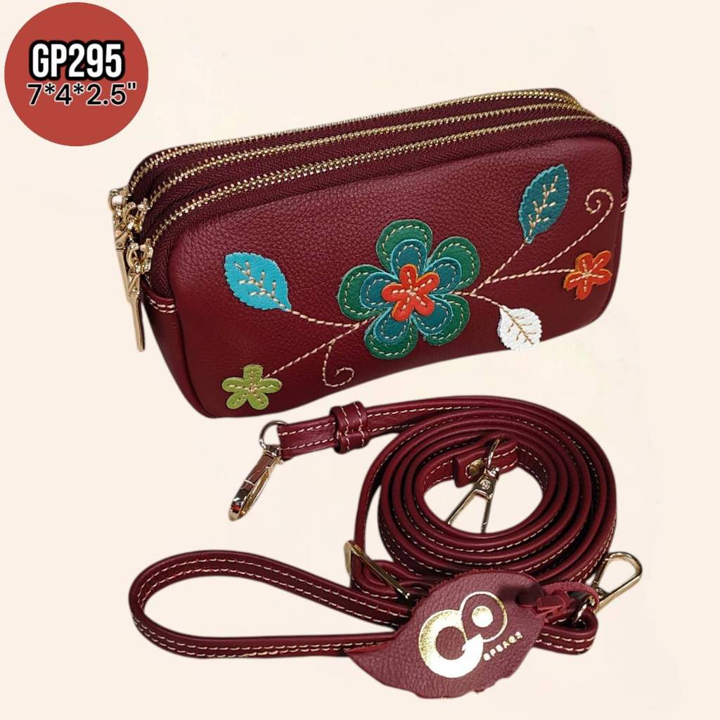 GPBAGS รุ่น GP295 กระเป๋าสะพาย-ถือหนังแท้ แบบ 4 ช่องซิป