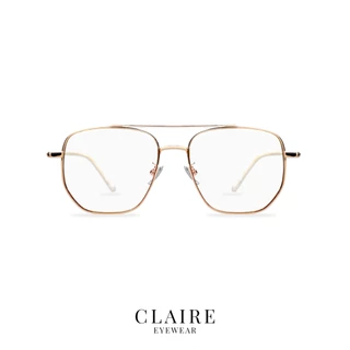 CLAIRE : (LU) แว่นสายตาสั้น รุ่น Luna Rose gold กรองแสงสีฟ้า กันแดดUV400 ออกแดดเลนส์เปลี่ยนสี "ชา" | Glasses
