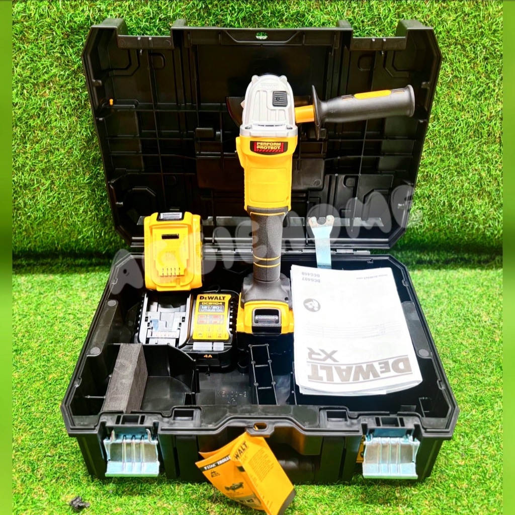 DEWALT เครื่องเจียร์ ไร้สาย 4นิ้ว รุ่น DCG407P2T-B1 20V (แบต 5Ah+แท่นชาร์จ) BRUSHLESS เจียร์ ลูกหมู