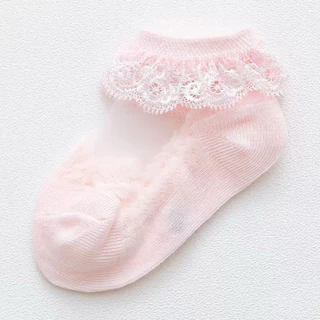 พร้อมส่ง ถุงเท้าเด็กผ้าลูกไม้ ถุงเท้าเจ้าหญิง ลูกไม้ใส