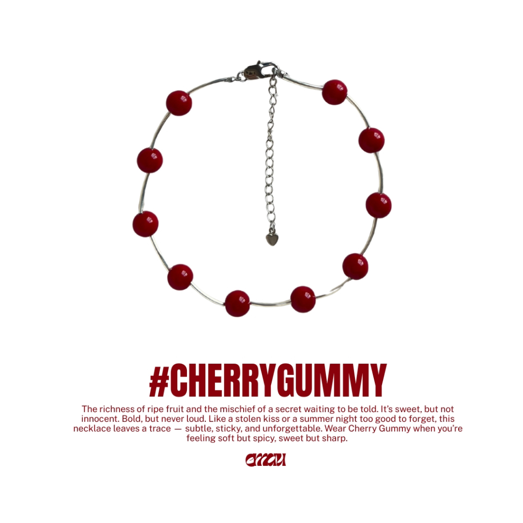 EMAU- Cherry Gummy the Elegant Red Necklace สร้อยหินสีแดงทึบสลับ ราคา ถูกที่สุด ดีลบีเคเค