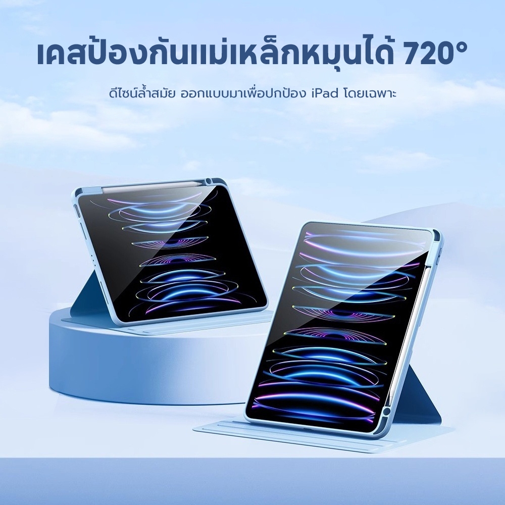 Jamjake เคสป้องกัน iPad แบบถอดได้ หมุนได้ 360 องศา พร้อมช่องใส่ปากกาเพื่อป้องกันการงอ Gen10 Gen11 2025 pro12.9 Gen7/8/9 - รูปที่ 4